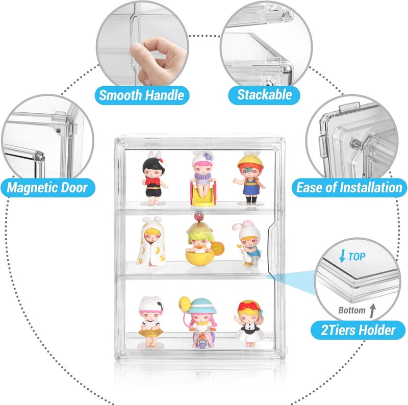 Cutora Acrylic Display Case for Figures, 3 Tier Clear Wall-Mounted Storage Organizer, Display Box with Magnetic Door, Dustproof Showcase Cabinet for Doll Action Figure Collectibles - Image 4